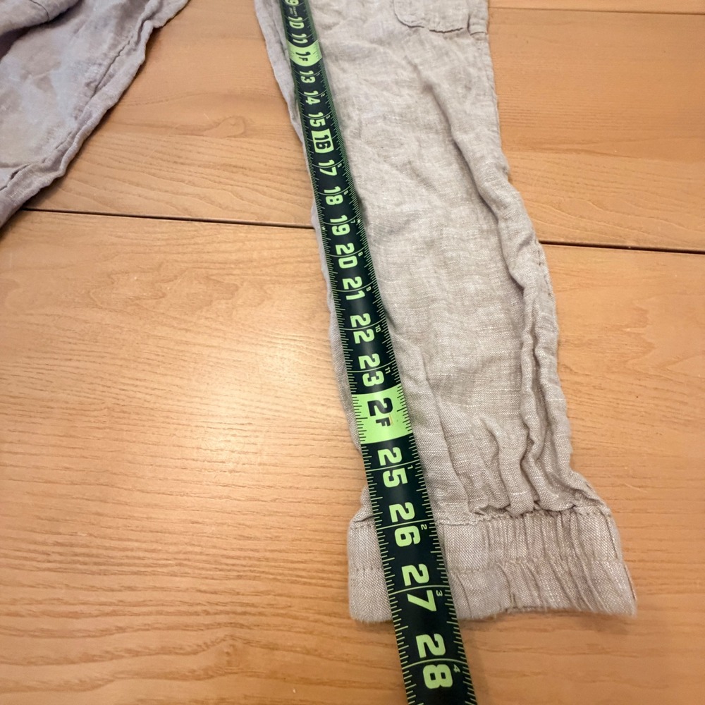 Nicole Miller 100% Linen Cargo Joggers Womens Small Tan Beige Boho Minimalist - Picture 4 of 9